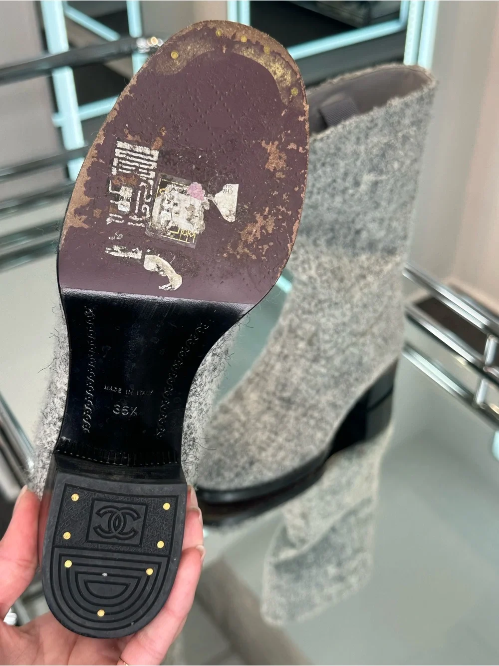 Chanel tweed short Riding Boots from Fall 2021